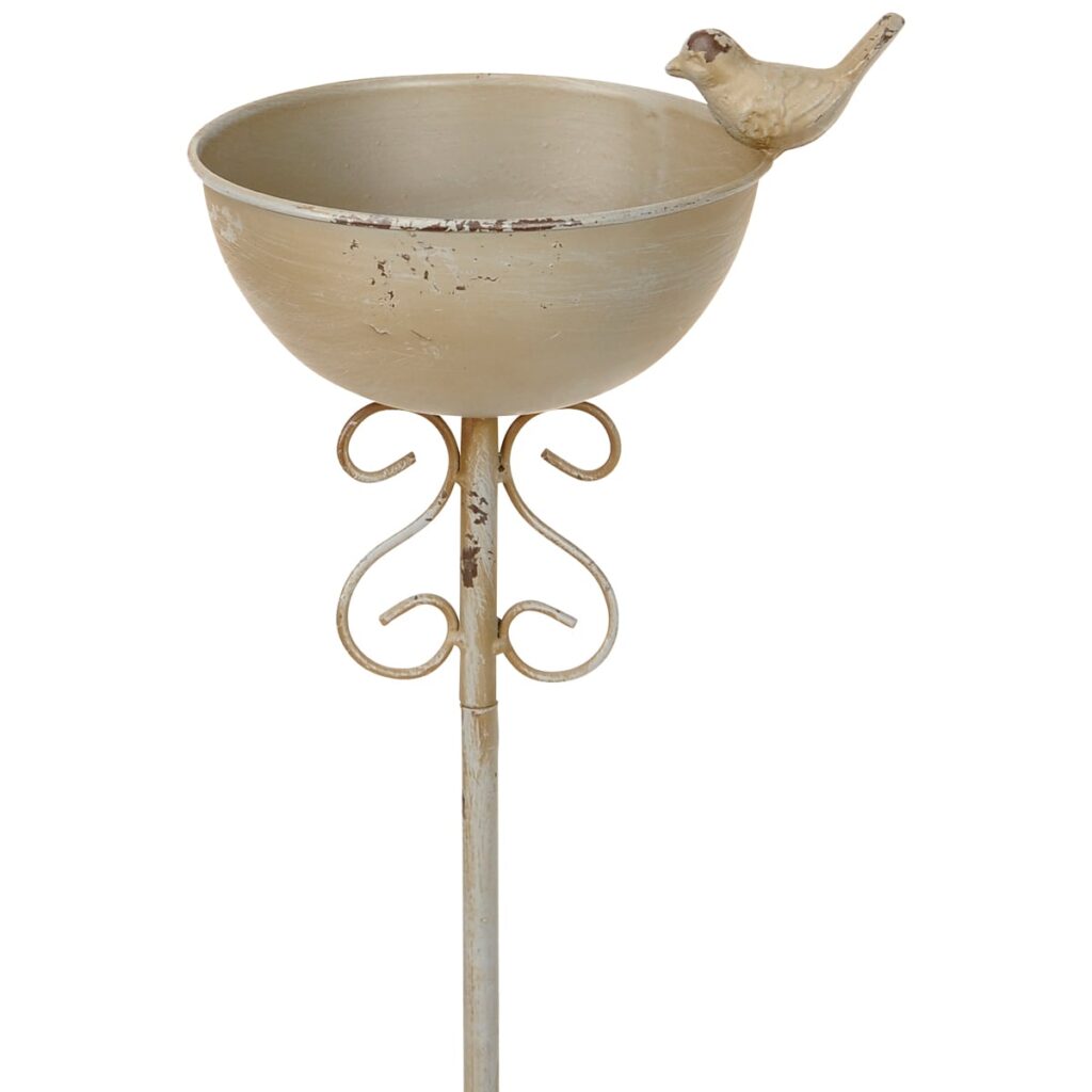 matches21 Elegante Vogeltraenken am Stab aus Eisen Frostsichere Vogelbrunnen mit Erdspiess in Weiss Braun Grau und Gruen verschiedene Ausfuehrungen Wetterfeste Gartendeko perfekt fuer Garten 7 7