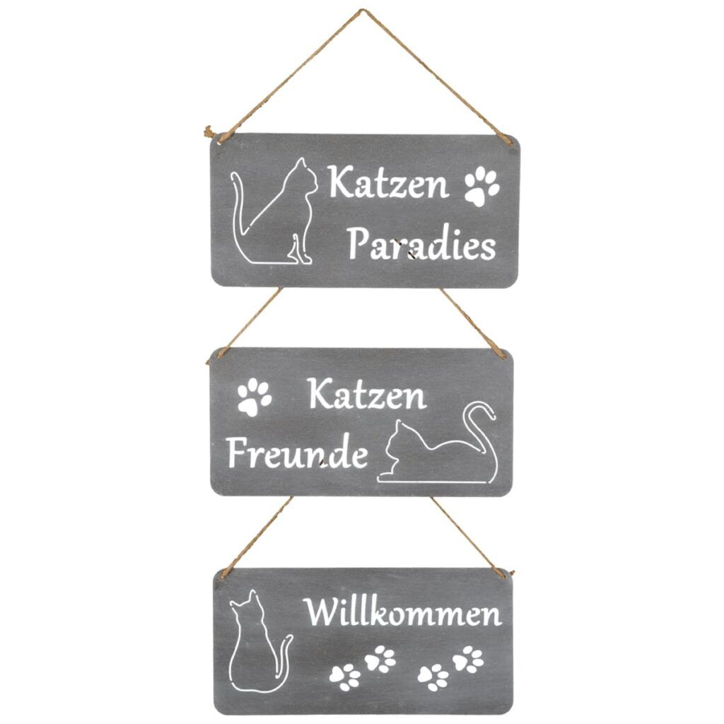 matches21 - Webshop Katzenschilder zum Haengen aus Eisen in Rost und Grau 3er Set mit Katzen Paradies Katzen Freunde Willkommen Wetterfest und langlebig fuer Haustuer Garten und Fenster Perfekt fuer Ka 2 9