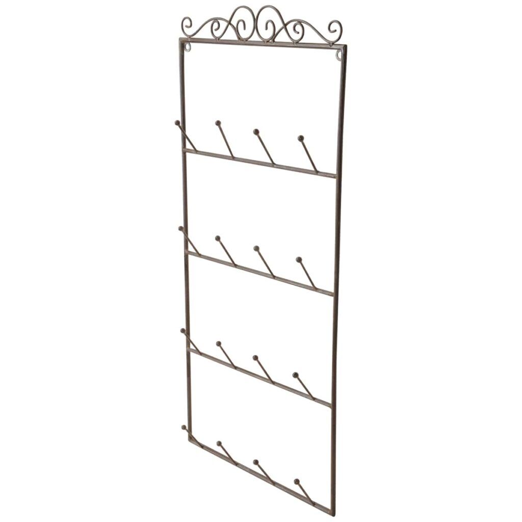 matches21 Rustikale Hakenleiste mit 16 Haken fuer Wand oder Tuer Vintage Garderobenleiste Garderobenstaender aus Eisen in Dunkelbraun Shabby Chic Wandgarderobe fuer Flur Kueche und Bad als Handtu 1