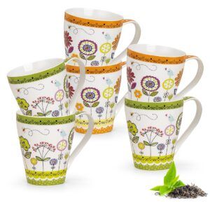 matches21 - Webshop Tassen 6er Set moderne Kaffeetassen 300 ml bunt Blumen 122089 8 17