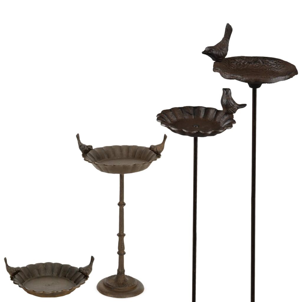 matches21 - Webshop Antike Vogeltraenken Vogelfutterspender fuer Aussen Winterfeste Wildvogeltraenken aus Eisen Vogelbaeder fuer Garten und Balkon Stehende Schalen gross 75cm als Gartendeko Wassertraenken m 11