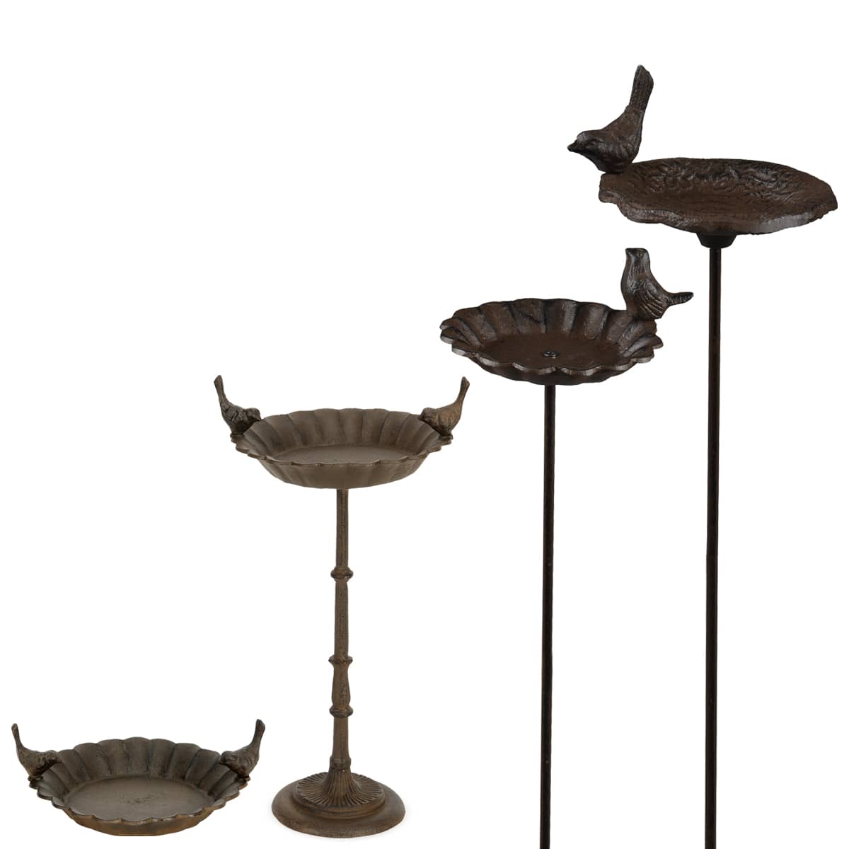 matches21 - Webshop Antike Vogeltraenken Vogelfutterspender fuer Aussen Winterfeste Wildvogeltraenken aus Eisen Vogelbaeder fuer Garten und Balkon Stehende Schalen gross 75cm als Gartendeko Wassertraenken m 20