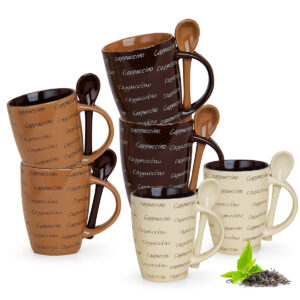 matches21 - Webshop Cappuccino Tassen Loeffel 6er Set Mokkatassen 250 ml Keramik 106682 7 8