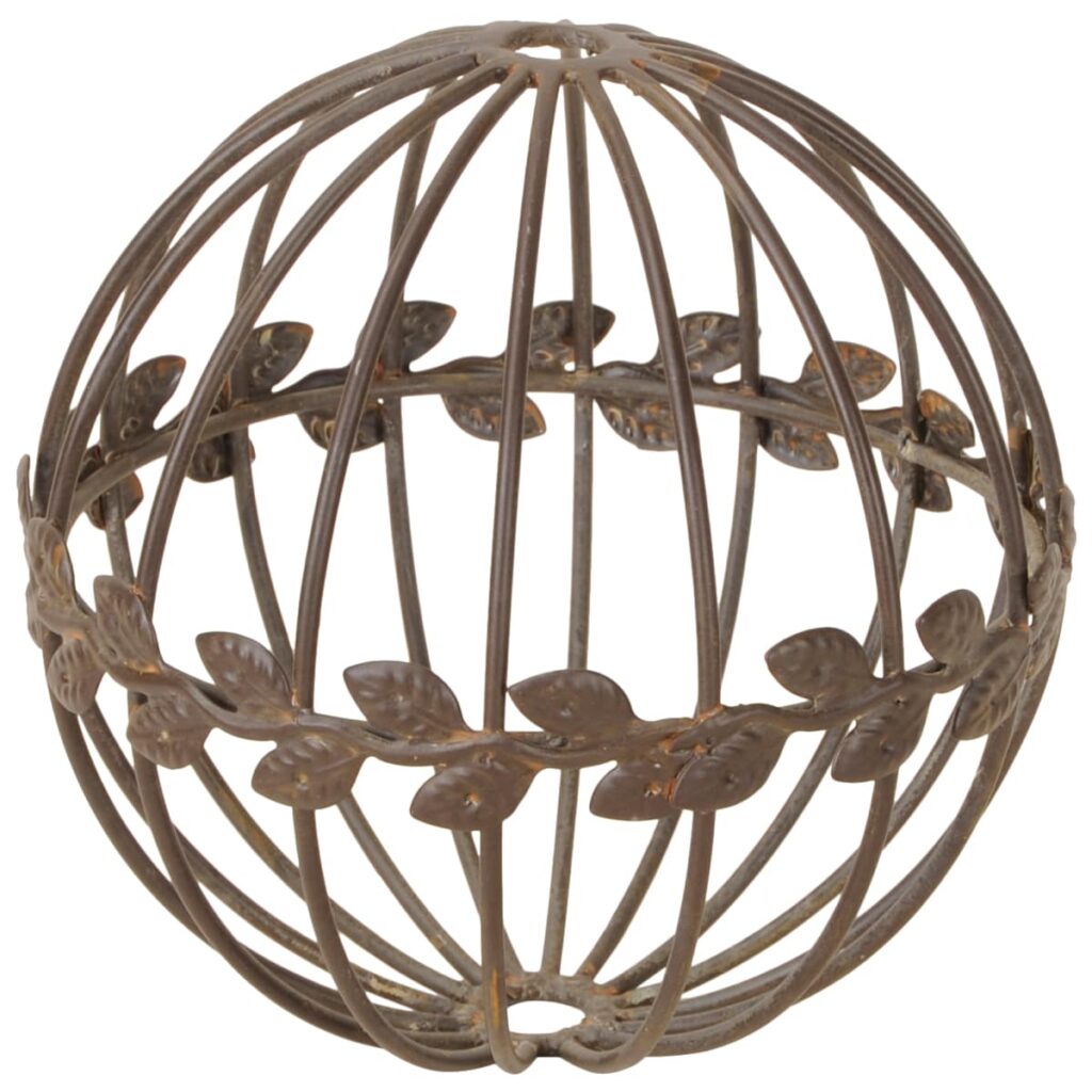 matches21 - Webshop Dekorative Eisenkugeln mit Bluetenranken Gartendeko in Rost und Grau Braun als wetterfeste Outdoor Deko fuer Garten Vorgarten Terrasse und mehr 2 Groessen 15 cm und 19 cm langlebig 1 2