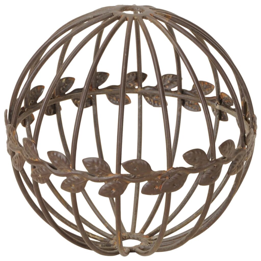 matches21 - Webshop Dekorative Eisenkugeln mit Bluetenranken Gartendeko in Rost und Grau Braun als wetterfeste Outdoor Deko fuer Garten Vorgarten Terrasse und mehr 2 Groessen 15 cm und 19 cm langlebig 3 4