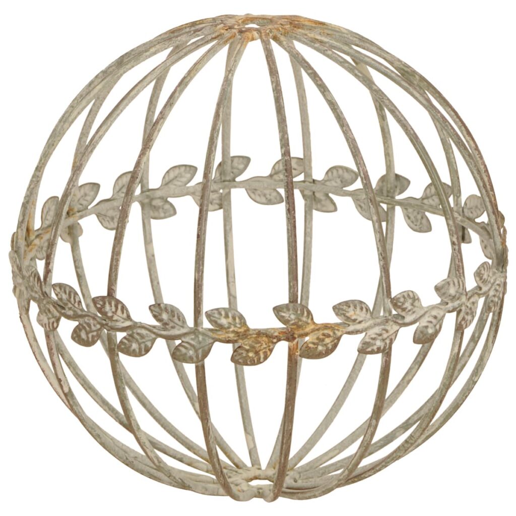 matches21 - Webshop Dekorative Eisenkugeln mit Bluetenranken Gartendeko in Rost und Grau Braun als wetterfeste Outdoor Deko fuer Garten Vorgarten Terrasse und mehr 2 Groessen 15 cm und 19 cm langlebig 4 5
