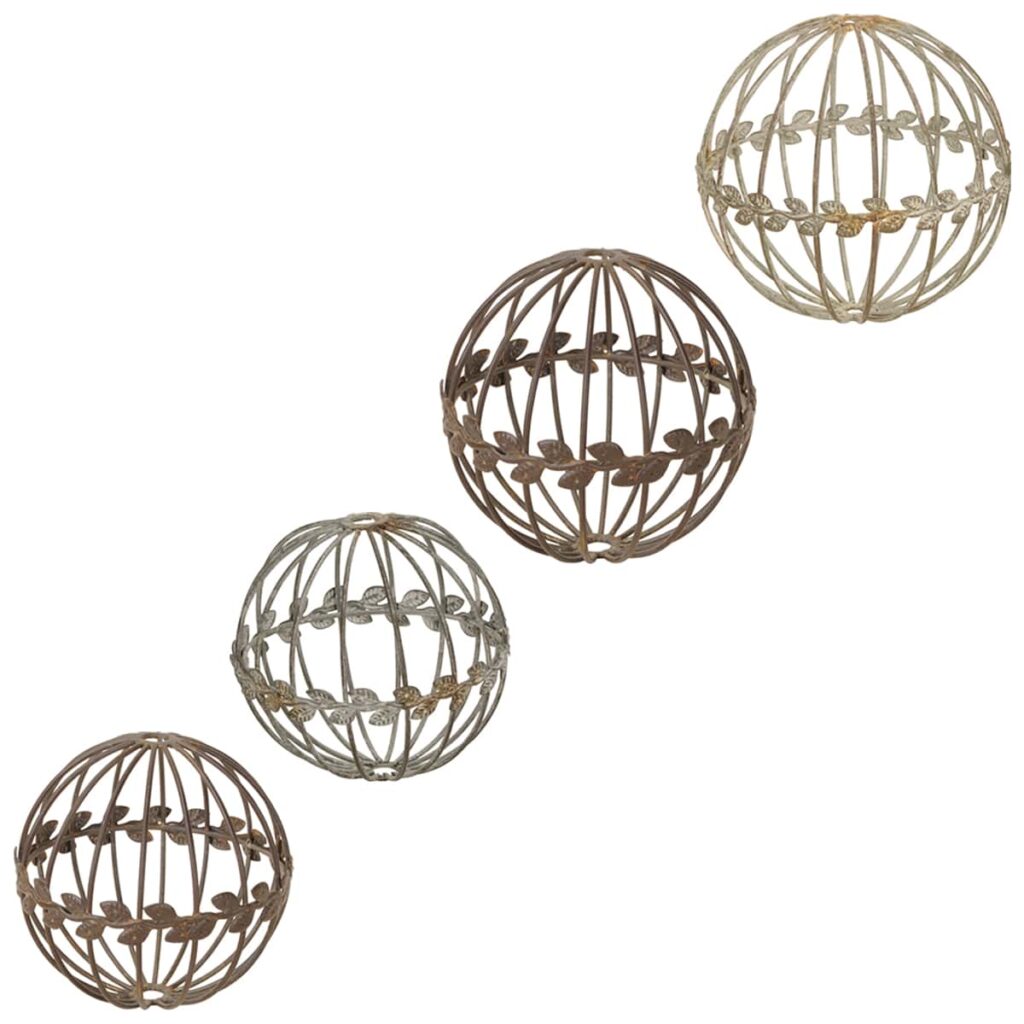 matches21 - Webshop Dekorative Eisenkugeln mit Bluetenranken Gartendeko in Rost und Grau Braun als wetterfeste Outdoor Deko fuer Garten Vorgarten Terrasse und mehr 2 Groessen 15 cm und 19 cm langlebig un 1