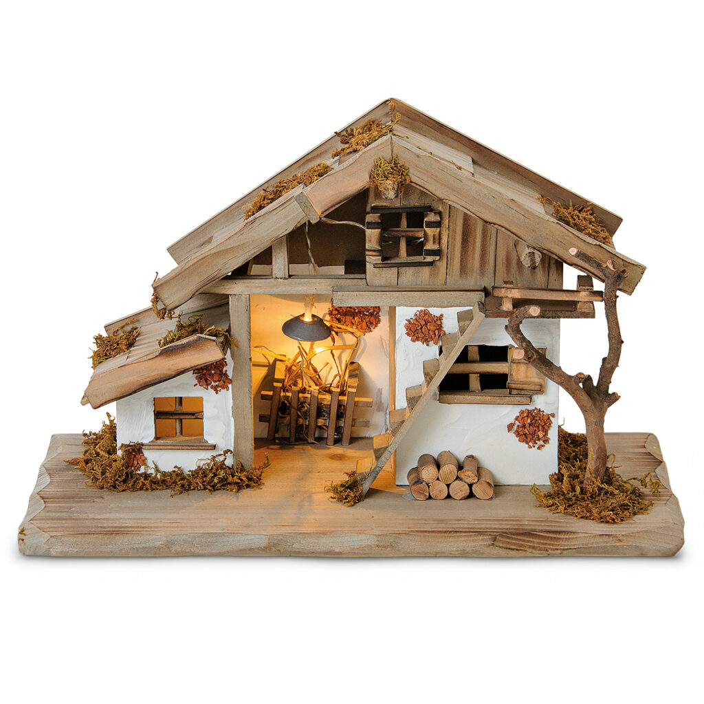 matches21 - Webshop Grosse Echtholz Weihnachtskrippe Holz Krippe Stall 39 cm 126875 1