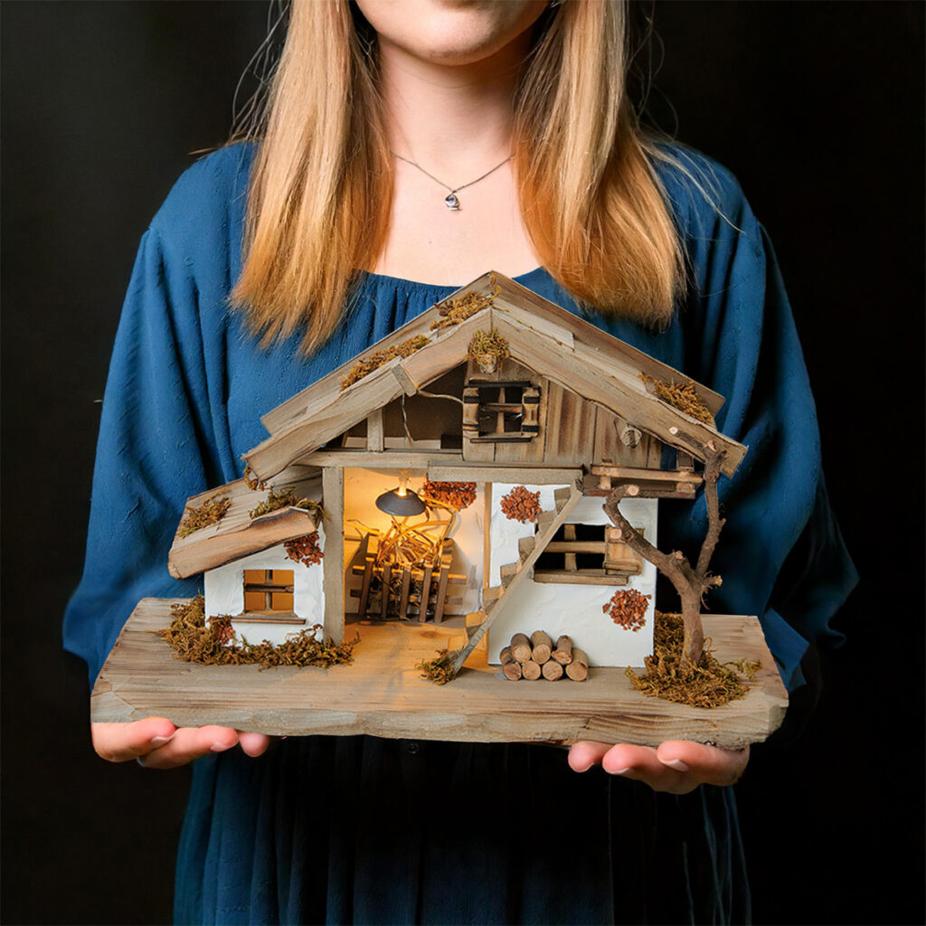 matches21 - Webshop Grosse Echtholz Weihnachtskrippe Holz Krippe Stall 39 cm 126875 2 3