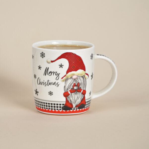 matches21 - Webshop Tassen MERRY CHRISTMAS Wichtel grau und rot Porzellan 36 Stk 12 cm 340 ml 122611 1 4