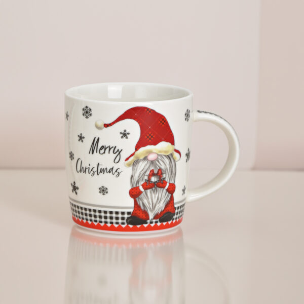 matches21 - Webshop Tassen MERRY CHRISTMAS Wichtel grau und rot Porzellan 36 Stk 12 cm 340 ml 122611 2 5