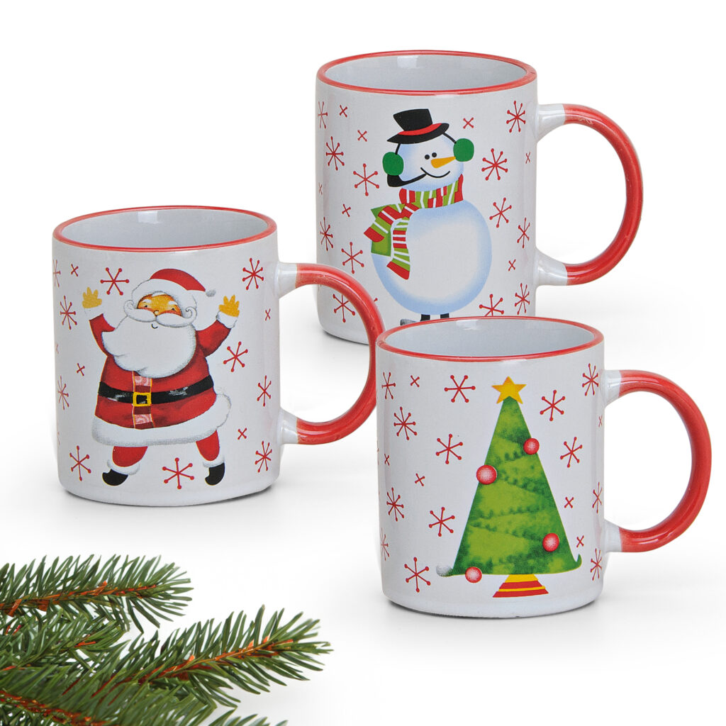 matches21 - Webshop Tassen Weihnachtstassen Keramik Nikolaus Schneemann Baum 3er Set 300 ml 114710 1