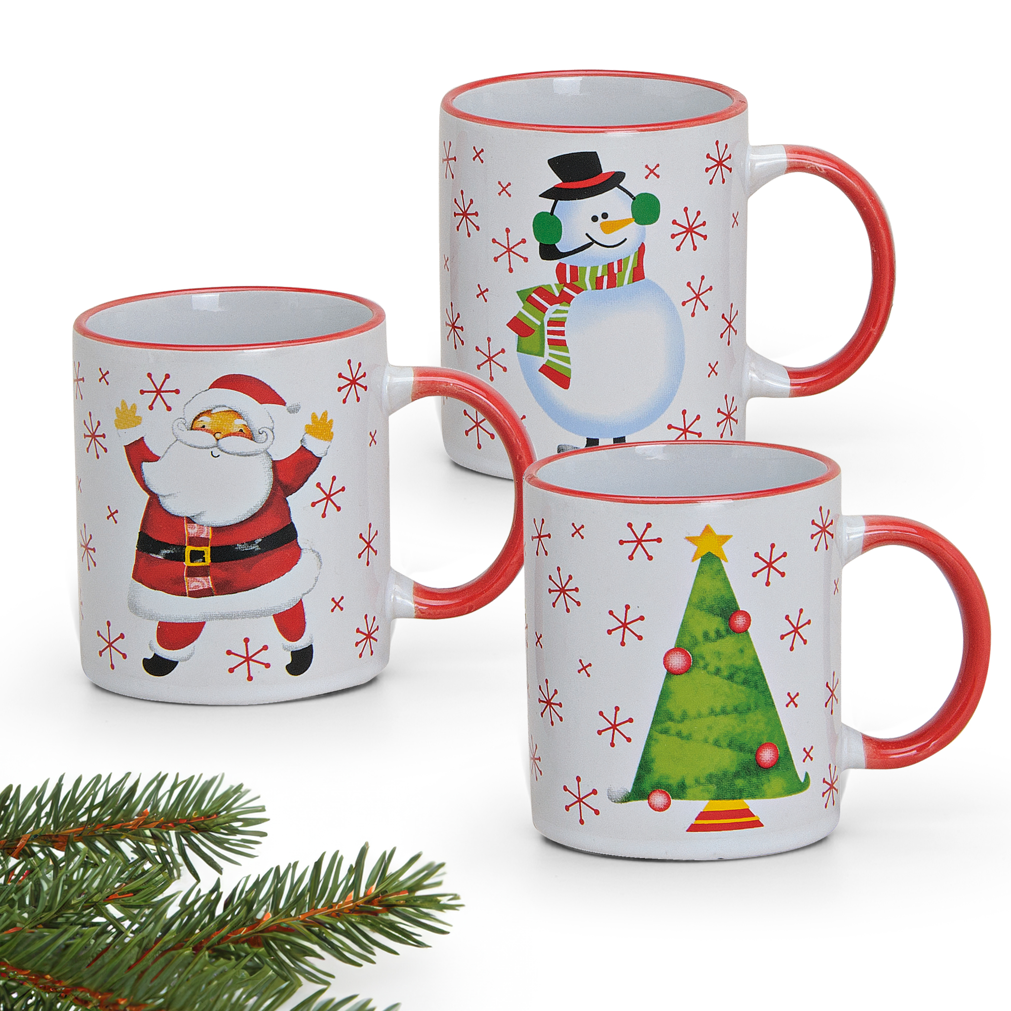 matches21 - Webshop Tassen Weihnachtstassen Keramik Nikolaus Schneemann Baum 3er Set 300 ml 114710 12