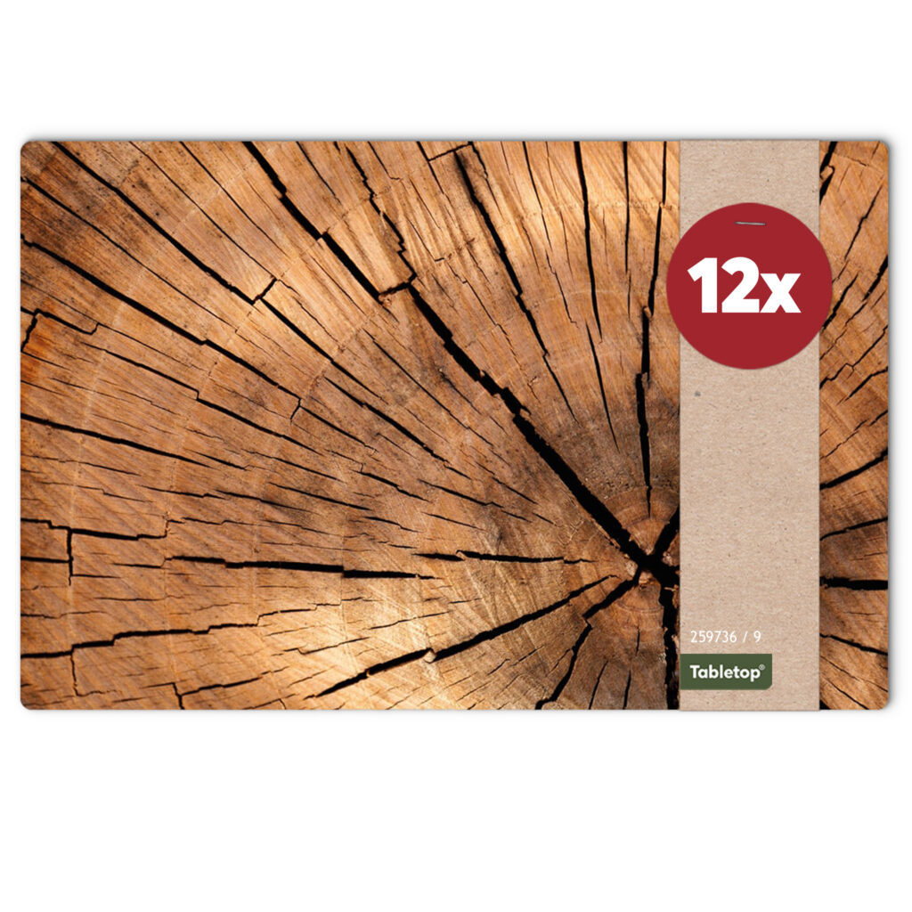 matches21 - Webshop Tischsets Platzsets Holzoptik MOTIV Holzscheibe Baumstamm 12 Stk abwaschbar 119791 1 1