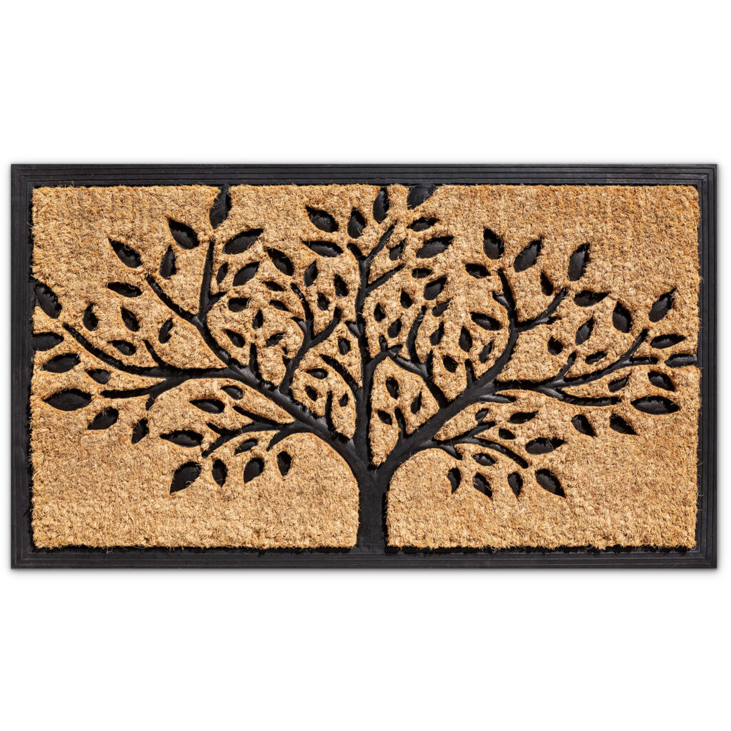 matches21 - Webshop Fussmatte Kokos In und Outdoor Gummi natur Struktur Baum mit Umrandung 45x75 cm 118993 1 1