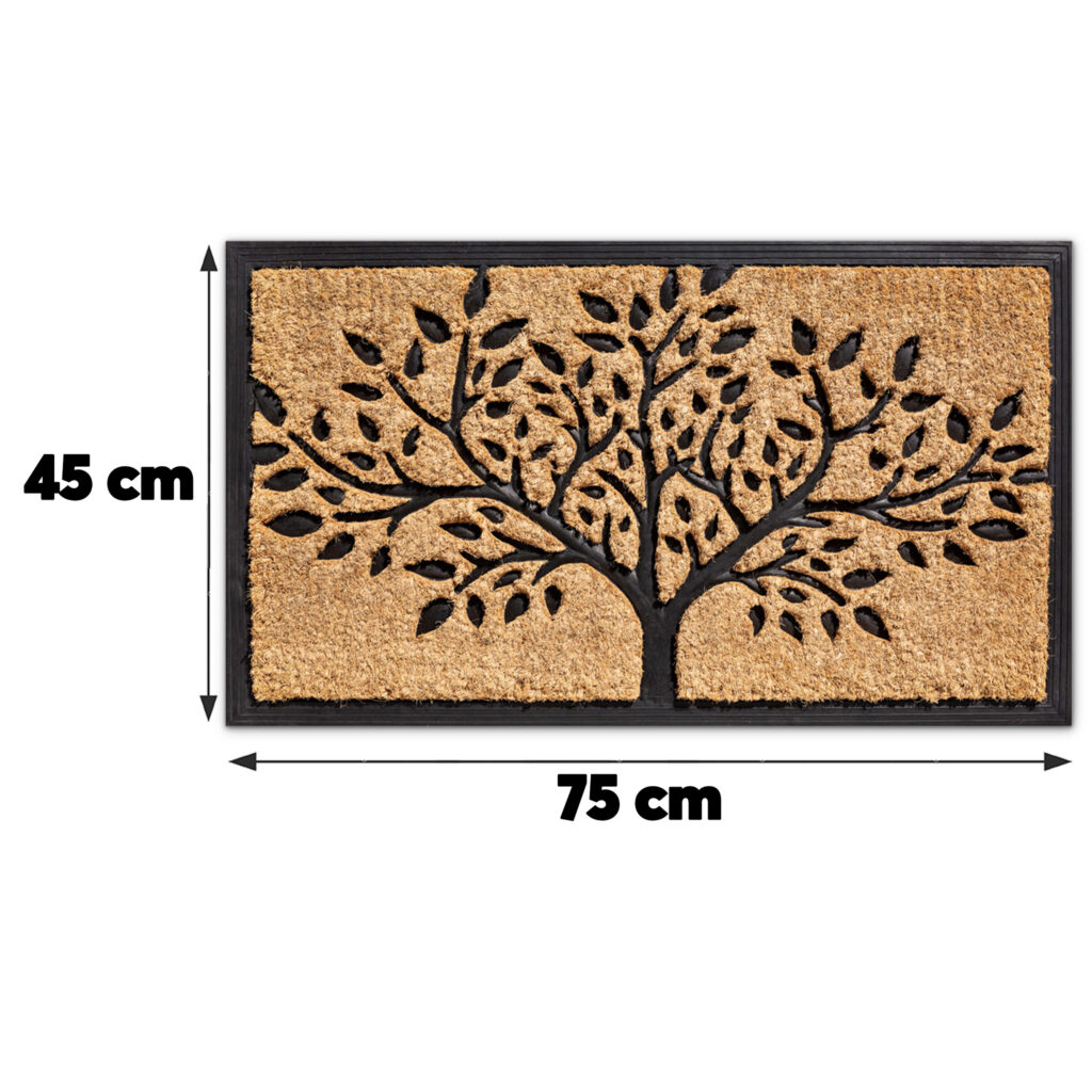 matches21 - Webshop Fussmatte Kokos In und Outdoor Gummi natur Struktur Baum mit Umrandung 45x75 cm 118993 2 2