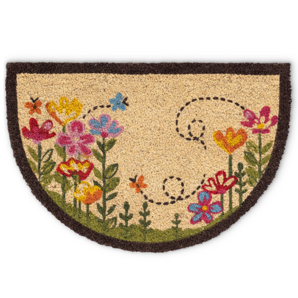 matches21 - Webshop Fussmatte Kokosmatte INDOOR bedruckt Blumen und Schmetterlingen 1 Stk 40x60 cm 124043 1 1