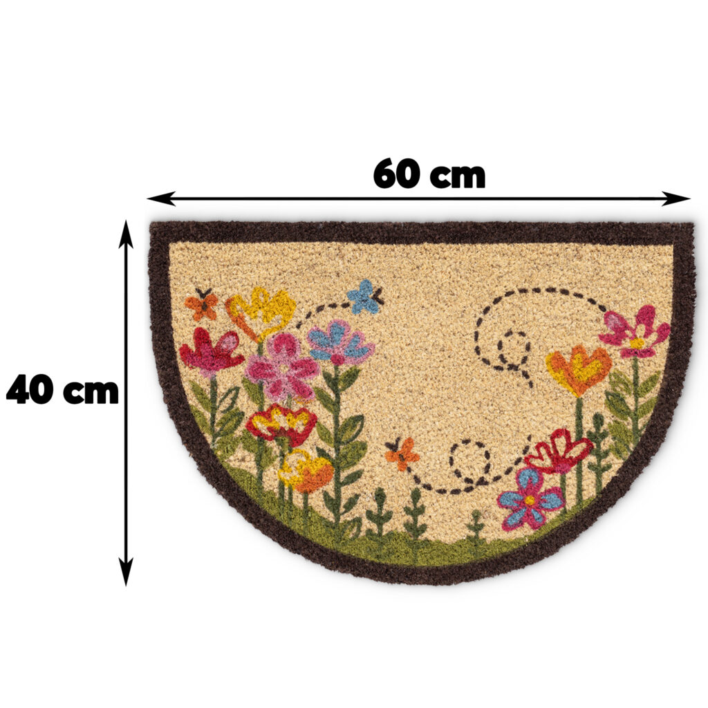 matches21 - Webshop Fussmatte Kokosmatte INDOOR bedruckt Blumen und Schmetterlingen 1 Stk 40x60 cm 124043 2 2