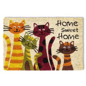 matches21 - Webshop Fussmatte Kokosmatte Indoor bedruckt 4 Katzen und Home sweet Home 1 Stk 40x60 cm 118974 1 18