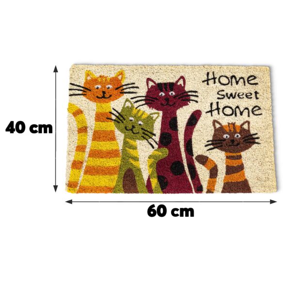 matches21 - Webshop Fussmatte Kokosmatte Indoor bedruckt 4 Katzen und Home sweet Home 1 Stk 40x60 cm 118974 2 2