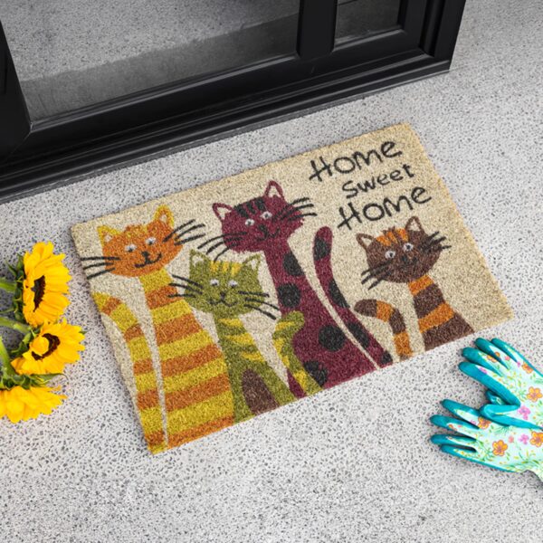 matches21 - Webshop Fussmatte Kokosmatte Indoor bedruckt 4 Katzen und Home sweet Home 1 Stk 40x60 cm 118974 5 5