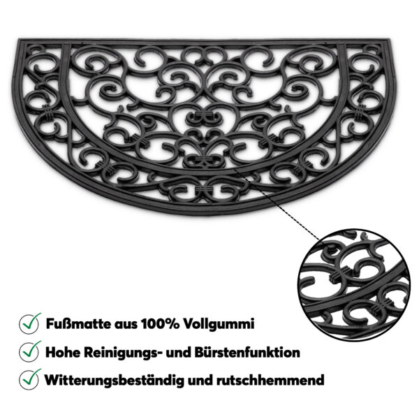 matches21 - Webshop Fussmatte Outdoor Gummi wetterfest Gusseisenoptik Ornamente halbrund 40x60 cm 118898 3 3