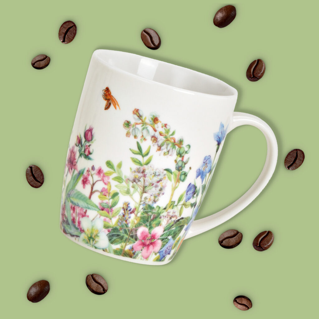 matches21 - Webshop Kaffeebecher Wildblumen Biene 4er Set Kaffee Tassen Porzellan bunt 10 cm 300 ml 128329 3 4