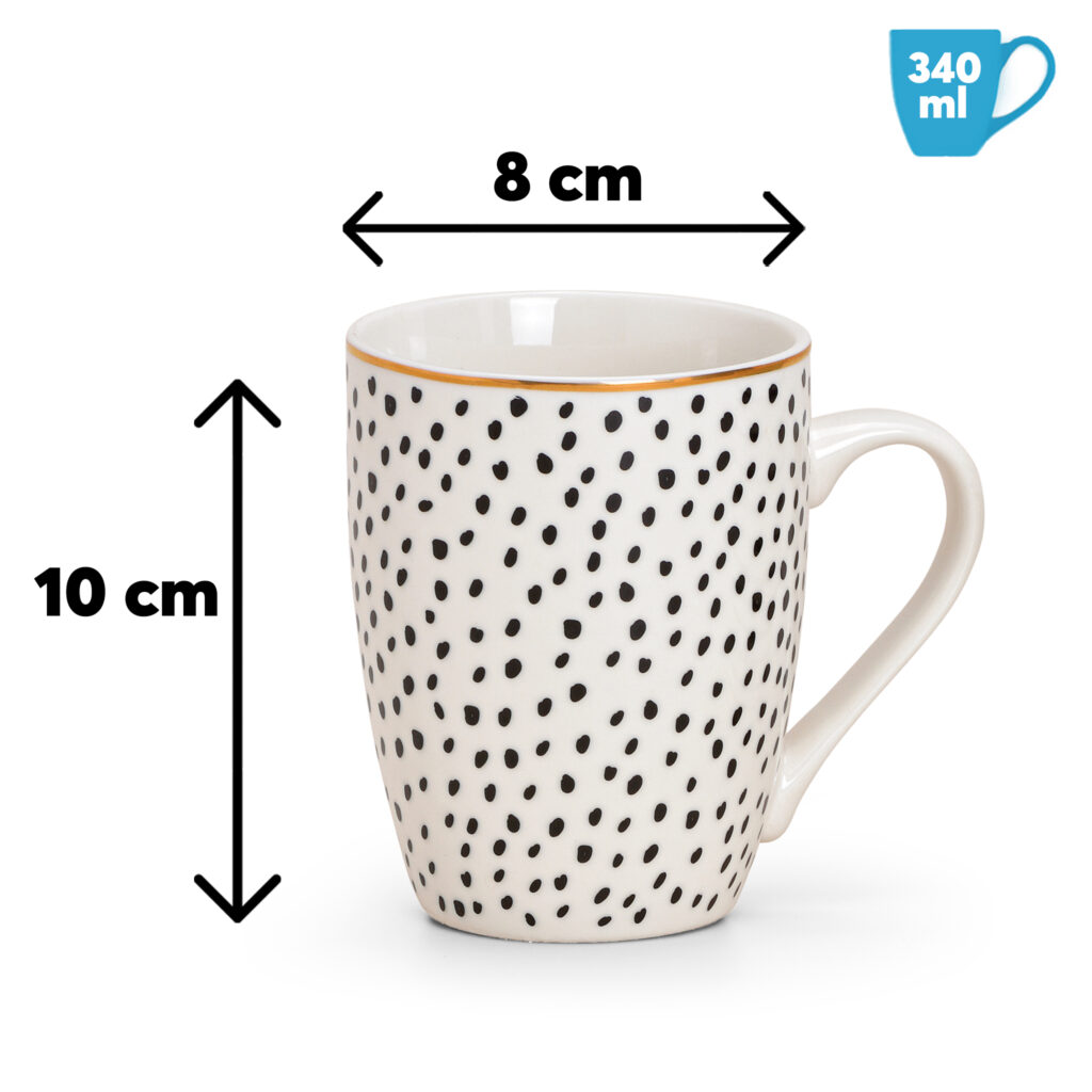 matches21 - Webshop Kaffeetassen Tassen Streifen Punkte Porzellan schwarz weiss gold 4er Set sort 10 cm 122049 2