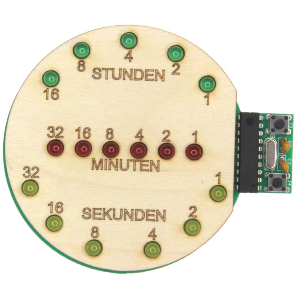 matches21 - Webshop Binaere Uhr mit LEDs und USB Anschluss Loetbausatz und Holz Bausatz Bastelset 114432 1