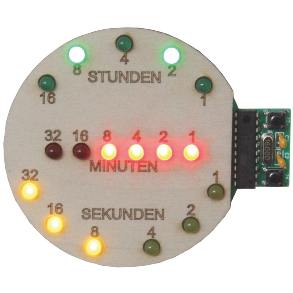 matches21 - Webshop Binaere Uhr mit LEDs und USB Anschluss Loetbausatz und Holz Bausatz Bastelset 114432 1 2