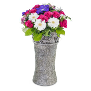 matches21 - Webshop Grabvase aus Poly Vase fuer Friedhof verziert in grau 12 cm 125281 24