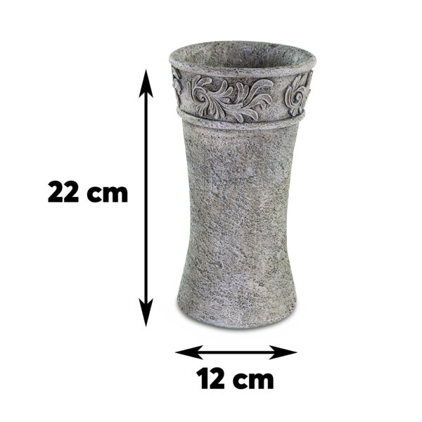 matches21 - Webshop Grabvase aus Poly Vase fuer Friedhof verziert in grau 12 cm 125281 1 2