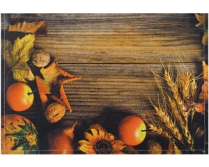 Tischsets Stoff CLOTH waschbar Getreide Obst Holzbrett Herbst rot / braun