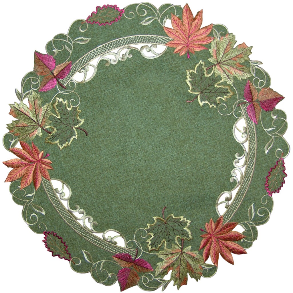 matches21 - Webshop Mitteldecke Tischdecke Herbstlaub Stick bunt Tischwaesche 60 cm 121267 2 1