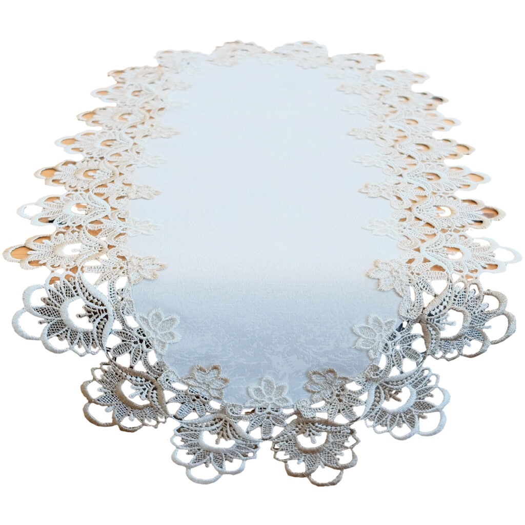 matches21 - Webshop Tischlaeufer Mitteldecke Spitze Stick Blumen ecru beige Tischwaesche 40x90 cm 121198 2 1