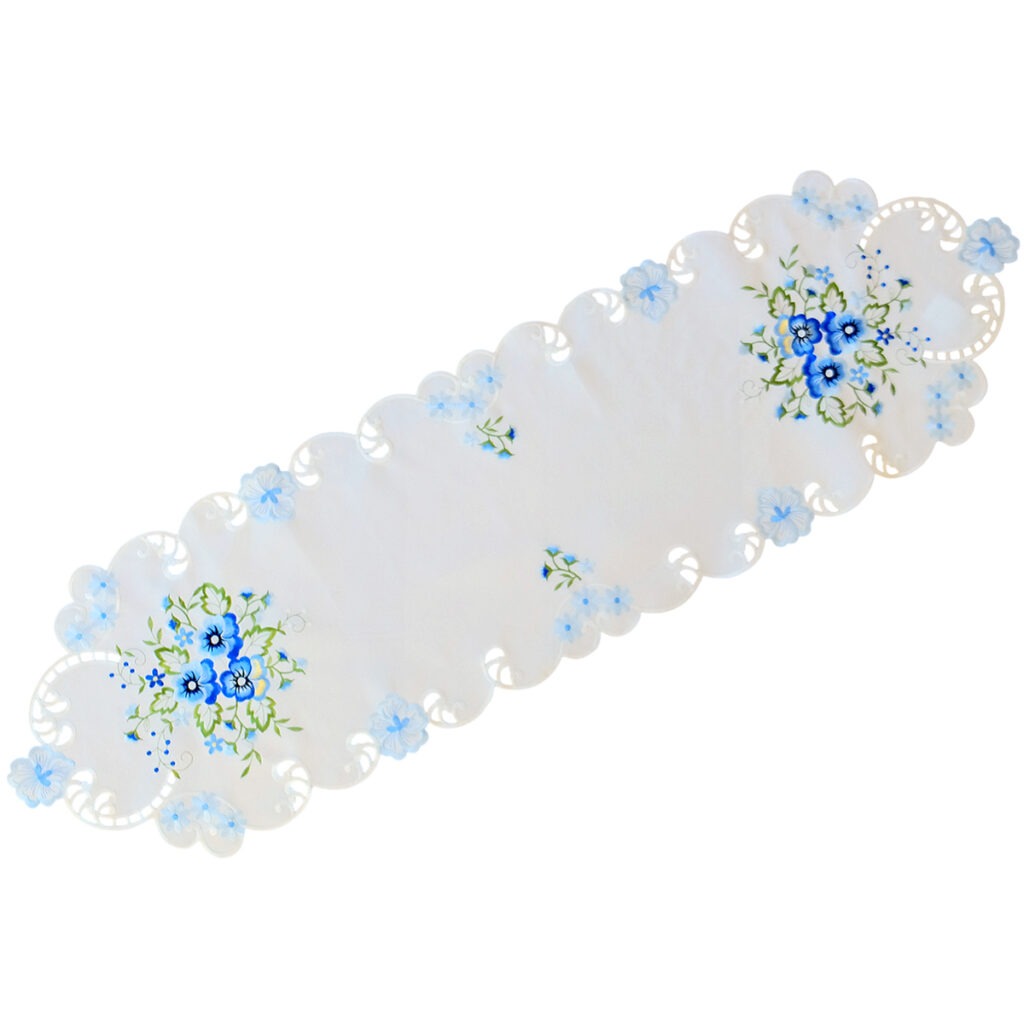 matches21 - Webshop Tischwaesche Heimtextilien Stiefmuetterchen weiss und Stick blau 1 Stk viele Modelle 124098 8 7
