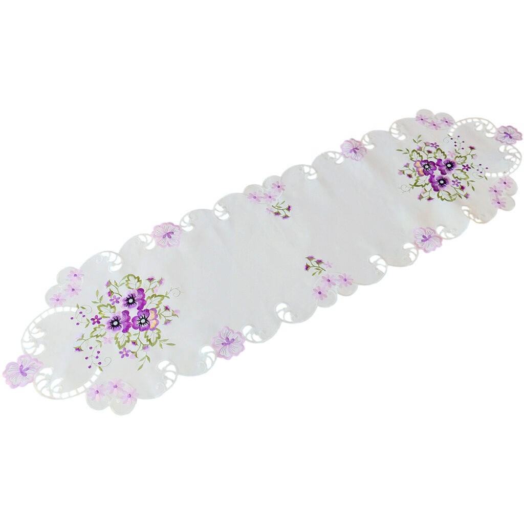 matches21 - Webshop Tischwaesche Heimtextilien Stiefmuetterchen weiss und Stick lila 1 Stk viele Modelle 124102 8 7