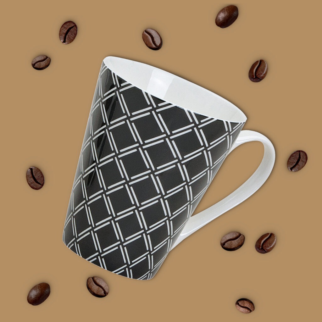 matches21 - Webshop Kaffeetassen Tassen Retro Design Muster schwarz weiss Keramik 4er Set sort 10 cm 122069 3 4