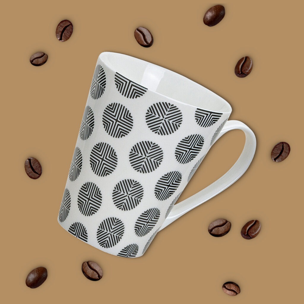 matches21 - Webshop Kaffeetassen Tassen Retro Design Muster schwarz weiss Keramik 4er Set sort 10 cm 122069 4 5