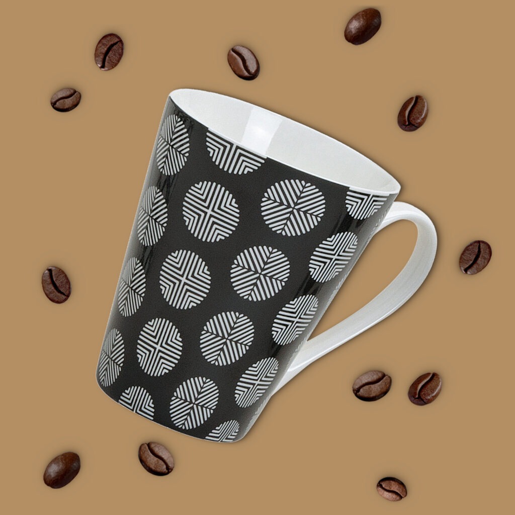 matches21 - Webshop Kaffeetassen Tassen Retro Design Muster schwarz weiss Keramik 4er Set sort 10 cm 122069 6 7