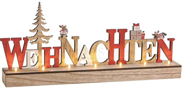 matches21 - Webshop 3D Holz Schriftzug WEIHNACHTEN mit LEDs Deko Buchs 1 1