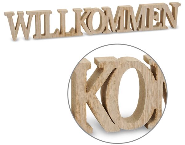 matches21 - Webshop 3D Holz Schriftzug Willkommen Deko Buchstaben zum Stellen Haengen 60x2x8 cm 111605 1 2