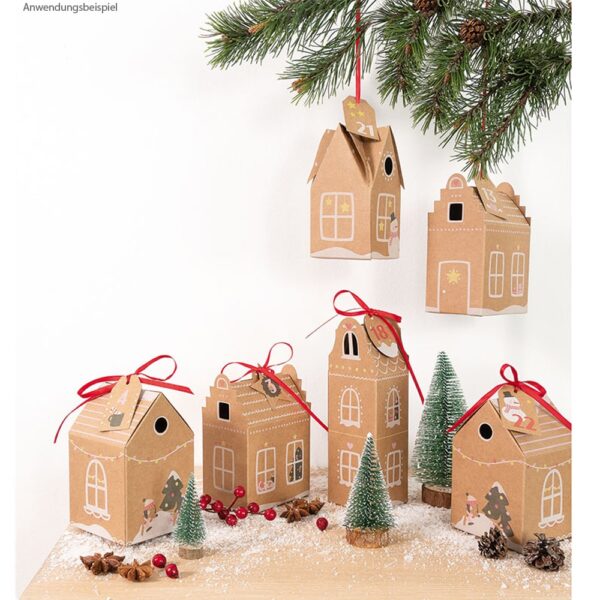 matches21 - Webshop Adventskalender Bastelset 24 Stk Lebkuchenhaeuser mit Motivdruck Kreativset fuer Kinder 122722 2 1 3