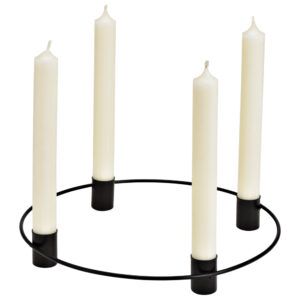 matches21 - Webshop Adventskraenze fuer 4 Stabkerzen Weihnachtskraenze Kerzen schwarz Metall 2 Groessen 125901 5 1 2