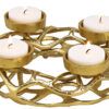 matches21 - Webshop Adventskranz Metall Gerippe und 4 Kerzenhalter Tischdeko gold Alu 1 Stk 25x11 cm 122551 1 3