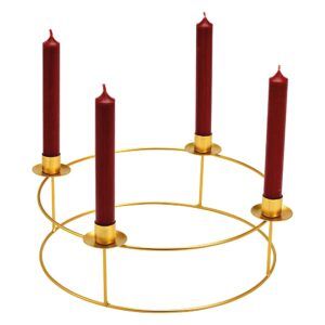 matches21 - Webshop Adventskranz fuer Stabkerzen Kerzenhalter Advent Adventsdeko Metall gold 34 cm 125944 1 10