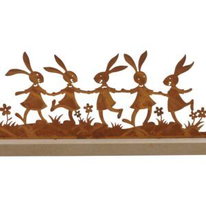 matches21 - Webshop Aufsteller Osterhasen Hasen tanzend Ostern Metall Holz Rostoptik 1 Stk 30 cm 123702 1 18