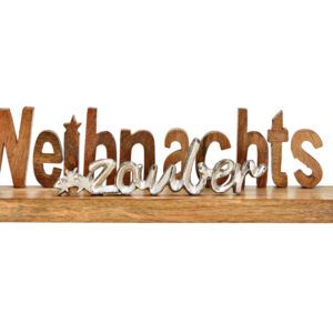 matches21 - Webshop Aufsteller Schrift WEIHNACHTSZAUBER Weihnachtsdeko Holz Metall natur silber 41 cm 125759 1 21