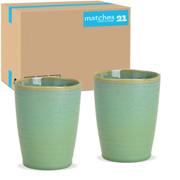 matches21 - Webshop Becher Trinkbecher ohne Henkel Keramik Steingut gruen 36 Stk Karton 8 cm 121332 1 1 1