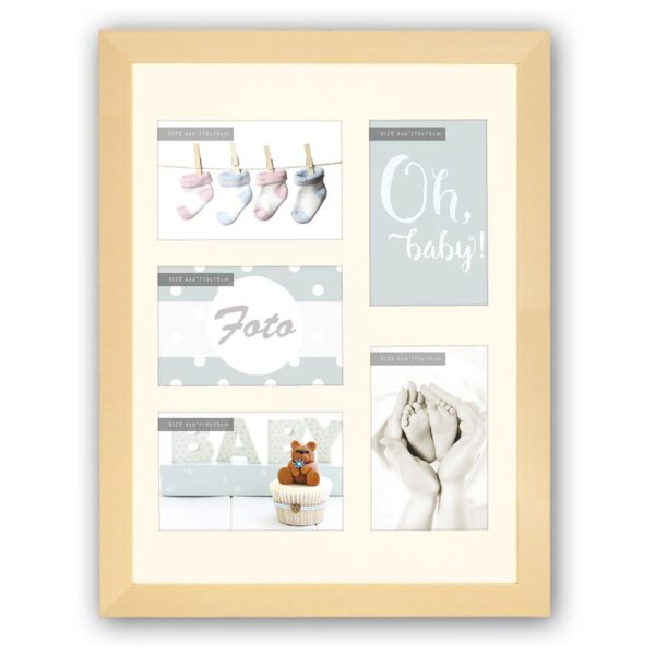 matches21 - Webshop Bilderrahmen Collage Baby Kind Rahmen MDF Holz apricot beige dezent fuer 5 Fotos 119378 1 1